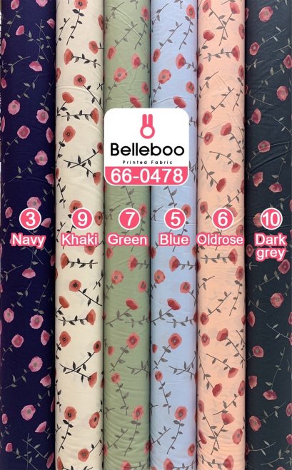 ผ้าคอตตอนพิมพ์ลายดอกพลัม