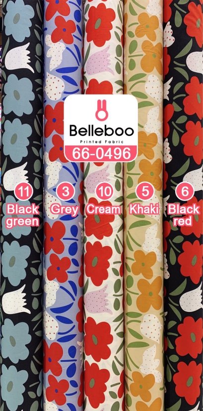 ผ้าคอตตอนพิมพ์ลายดอกไม้