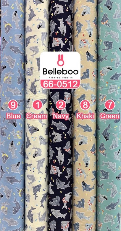 ผ้าคอตตอนพิมพ์ลายน้องฉลาม