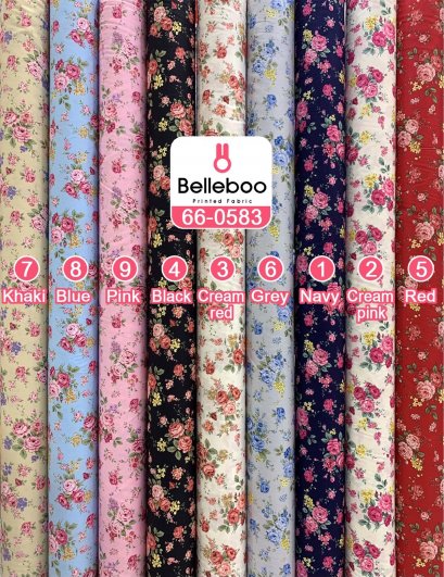 ผ้าคอตตอนพิมพ์ลายดอกกุหลาบ