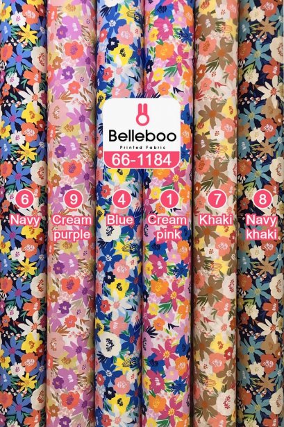 ผ้าคอตตอนพิมพ์ลายดอกไม้