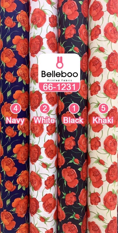 ผ้าคอตตอนพิมพ์ลายดอกกุหลาบ