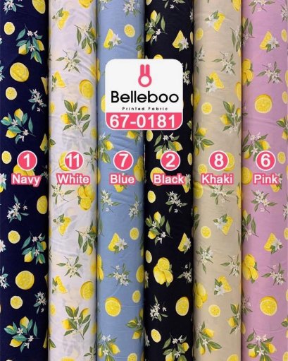 Lemon-print cotton fabric