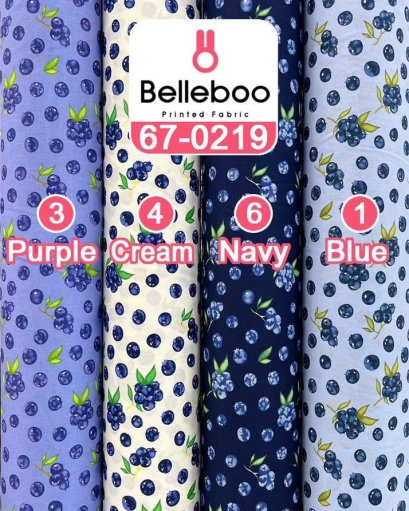 Blueberry-print cotton fabric