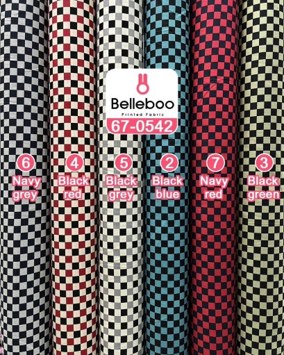 Check-print cotton fabric