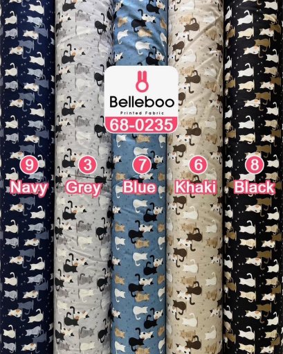 Cat-print cotton fabric