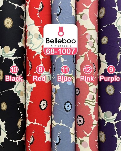 Poppy-print cotton fabric
