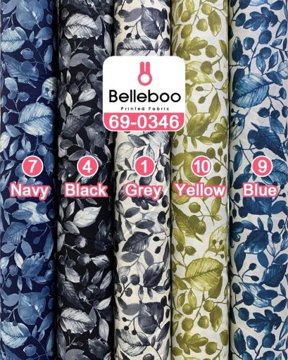 Leaf-print cotton fabric