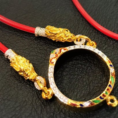 หัวมังกรทองฝังเพรชแท้