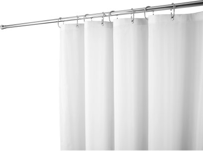 J103L#WH(SET) ผ้าม่านกั้นอาบ ซาตินดีดีขาว (L)พร้อมราวสแตนเลส