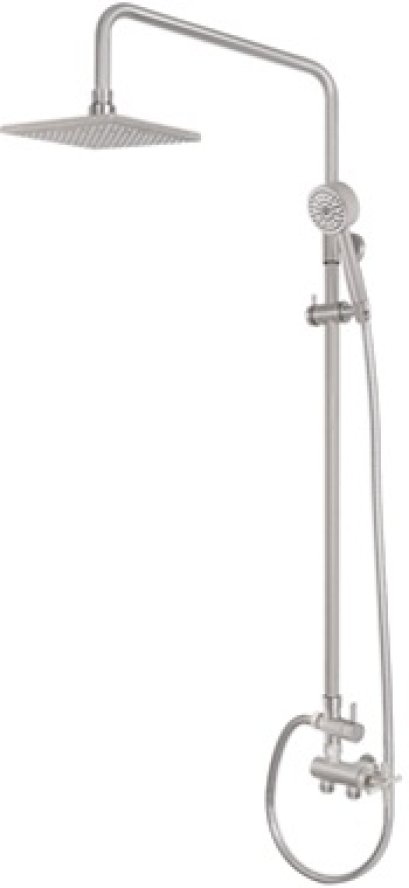 WS-8183S ชุดฝักบัวอาบน้ำ คอ L หัวฝักบัว 8 นิ้ว แบบสี่เหลี่ยม (ติดตั้งกับเครื่องทำน้ำอุ่นได้)