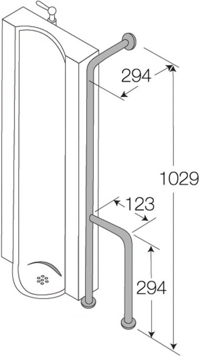 HR-1203-2 ราวพยุงกันล้ม ข้างโถปัสสาวะชาย