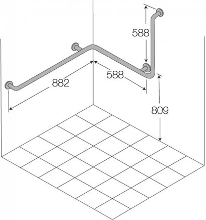 HR-1302-2 ราวพยุงกันล้ม ภายในตู้อาบน้ำ