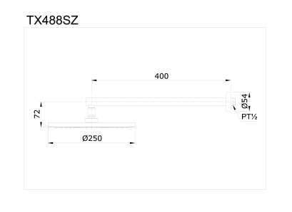 TX488SZ#BN ฝักบัวก้านแข็ง (ชนิดติดผนัง) Ø250 มม.