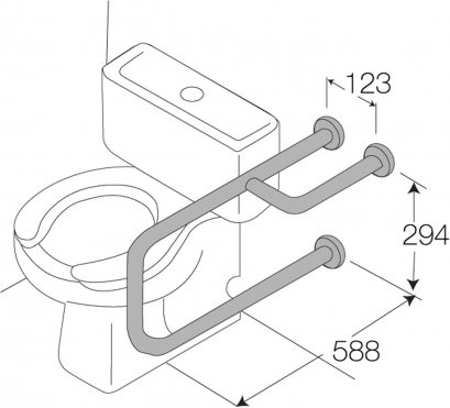 HR-1108-2 ราวพยุงกันล้ม ข้างโถชักโครก