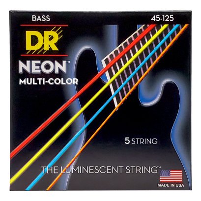 DR Strings Hi-Def Neon Multi-Color K3 Coated Bass Guitar Strings