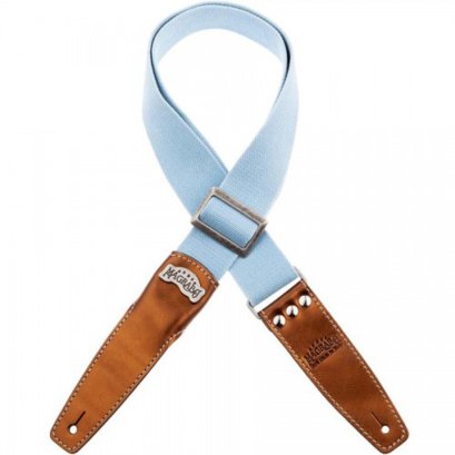 Magrabo Stripe SS Cotton Washed Light Blue 5 cm Metallic Bronze terminals, Silver buckle