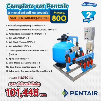 Complete set Pentair  ประกอบเสร็จพร้อมใช้งาน ระบบเกลือ สำหรับสระไม่เกิน 80Q รับประกัน 2 ปี