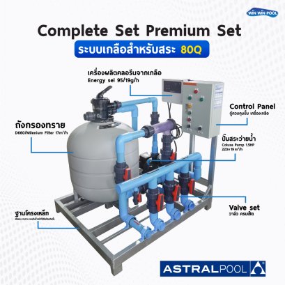 Complete set  80Q Salt system Astralpool  extremely low noise