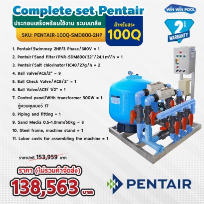 Complete set Pentair Side Mount ประกอบเสร็จพร้อมใช้งาน ระบบเกลือ สำหรับสระไม่เกิน 100Q รับประกัน 2 ปี