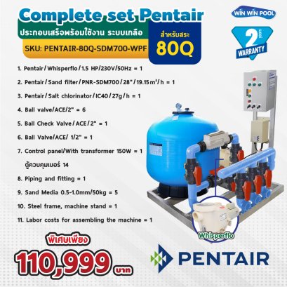 Complete set Pentair Side Mount ประกอบเสร็จพร้อมใช้งาน ระบบเกลือ สำหรับสระไม่เกิน 80Q รับประกัน 2 ปี