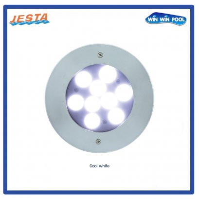 ไฟใต้น้ำ  27W/12V/DC แสง cool white ขอบสแตนเลส jesta แบบฝังเบ้า