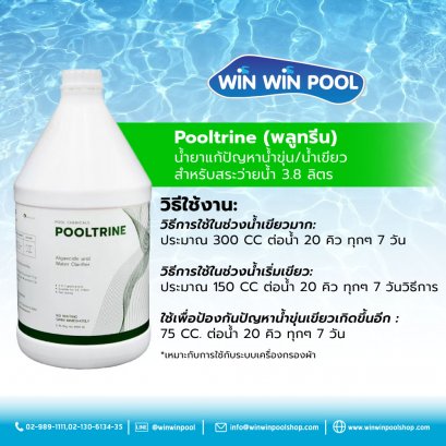 น้ำยา Pooltrine (พลูทรีน) น้ำยาแก้ปัญหาน้ำขุ่น/น้ำเขียว สำหรับสระว่ายน้ำ 3.8 ลิตร