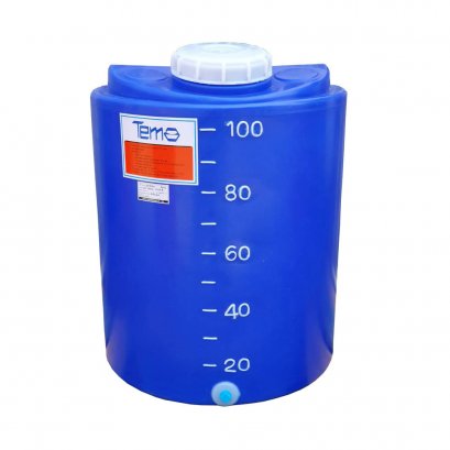 PE Tank 100 liter PE tank, 3.5 mm thick Blue TEMA with scale to indicate the amount of chemicals with 1/2 &quot;drain