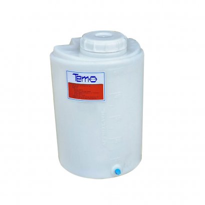 PE Tank 50 liter PE tank, 3.5 mm thick White TEMA with scale to indicate the amount of chemicals with 1/2 "drain