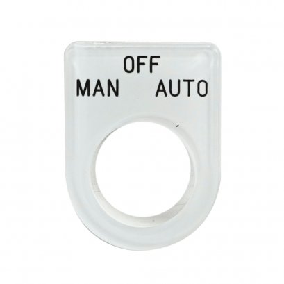 เนมเพลทอคิลิค MAN-OFF-AUTO แบบห่วง 22MM(33X45)พื้นขาว