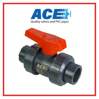 ACE TRUE UNION BALL VALVE 1" ABS Handle ABS Ball & Stem PVC Body EPDM Oring