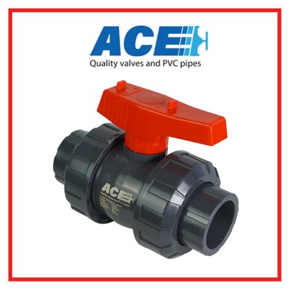 ACE TRUE UNION BALL VALVE 1.1/4" ABS Handle ABS Ball & Stem PVC Body EPDM Oring