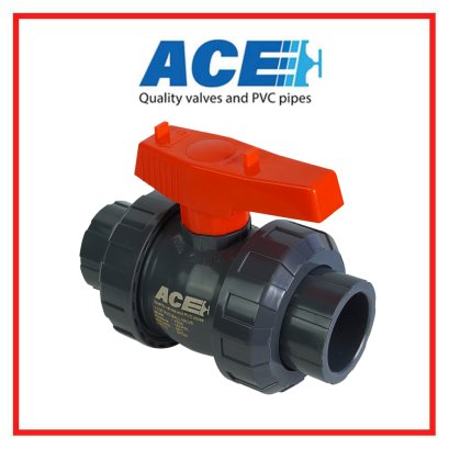 ACE TRUE UNION BALL VALVE 1.1/2" ABS Handle ABS Ball & Stem PVC Body EPDM Oring