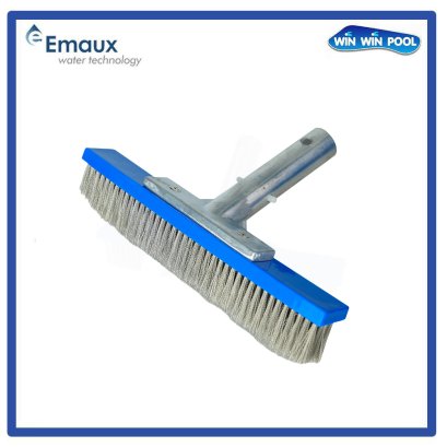 10" Stainless Steel Algae Brushwith Polished Aluminum Back& "Spring Clip" Handle (Size 250 x 150 x 130 mm) Emaux