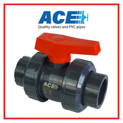 ACE TRUE UNION BALL VALVE 2" ABS Handle ABS Ball & Stem PVC Body EPDM Oring