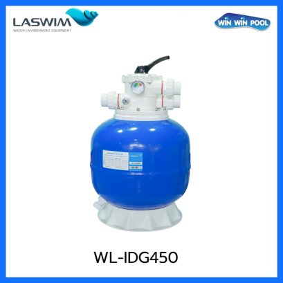 ถังกรองทราย WL-IDG450 ￠450mm/ 18"  Top mount filter (polyester laminated) with 1.5'' Multiport Valve, blue color
