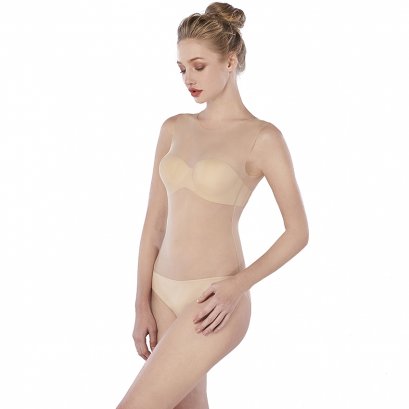 บอดี้สูทซีทรู - แขนกุด สีเนื้อ รหัส BSFC07