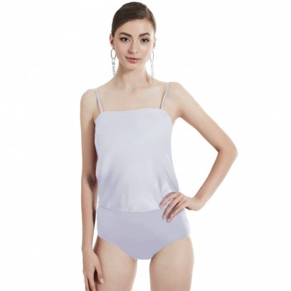 บอดี้สูทซาตินสายเดี่ยว สีเทาเงิน รหัส FHBSS2