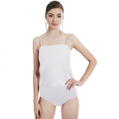 บอดี้สูทซาตินสายเดี่ยว สีขาว Sugar รหัส FHBSS2