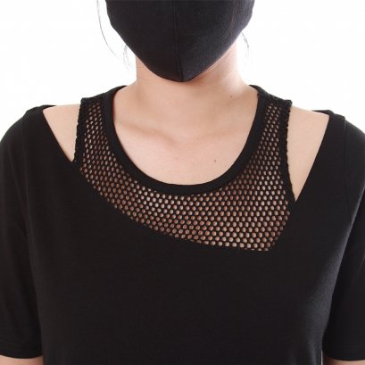 Sporty Net เสื้อยืดคอกลมแขนสั้นสีดำ รหัส LNTS26