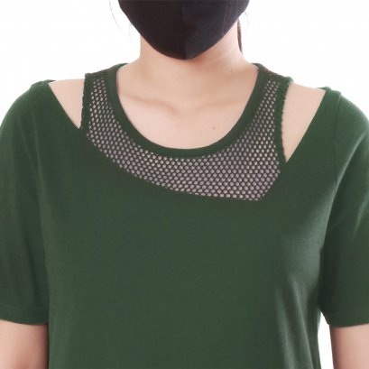 Sporty Net เสื้อยืดคอกลมแขนสั้นสีเขียว รหัส LNTS26