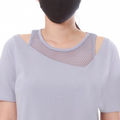 Sporty Net เสื้อยืดคอกลมแขนสั้นสีเทา รหัส LNTS26