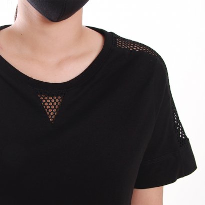 Sporty Net เสื้อยืดคอกลมแขนสั้นสีดำ รหัส LNTS28