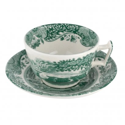 Spode Green Italian Teacup and Saucer