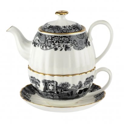 Spode Black Italian 250th Anniversary Tea-for-One Set