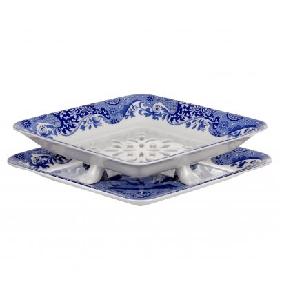 Spode Blue Italian 200th Anniversary 2 Piece Fruit Strainer
