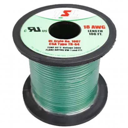 สายชุบดีบุก 18 AWG สีเขียว 30m UL1007 TSL