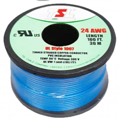 สายชุบดีบุก 24 AWG สีน้ำเงิน 30m UL1007 TSL