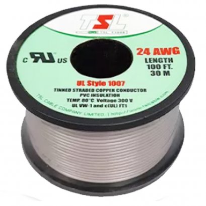 สายชุบดีบุก 18 AWG สีเทา 30m UL1007 TSL