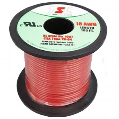 สายชุบดีบุก 18 AWG สีแดง 30m UL1007 TSL